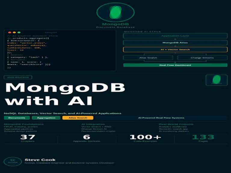 دانلود کتاب MongoDB با هوش مصنوعی – راهنمای کامل مبتدیان برای MongoDB، پایگاه‌های داده NoSQL، برنامه‌های بلادرنگ و سیستم‌های داده مبتنی بر هوش مصنوعی